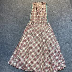 Vintage Plaid Jumper Dress Handmade 28.5 inch waist Medium Christmas Holiday
